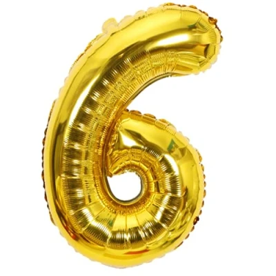 Image of 40 Inch Large Gold Helium Foil Number Balloons 0 9 Birthday Party Celebration Decorations Supplies (Number 6)