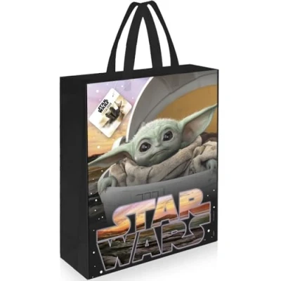 Image of Unique 78479 Star Wars Large Plastic Party Bag Mandalorian The Child 33 cm x 28 cm, Multicolour