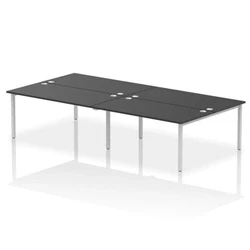 Image of Impulse Bench B2B 4 Person 1600 Silver Frame Office Desk Black