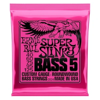 Image of Ernie Ball Super Slinky 5 String Nickel Wound Electric Bass Strings 40 125 Gauge