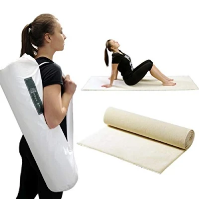 Image of Hollert Organic Prestige Yoga Mat 70 x 200 cm White Fitness Pilates Gymnastics Sports Exercise Non Slip
