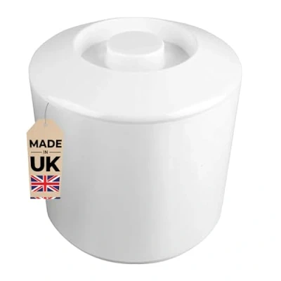 Image of Chabrias Ltd Round Plastic Ice Bucket With Lid Double Walled Insulation for Bar Pub Man Cave Cooler 4 Litres UK Made (White)