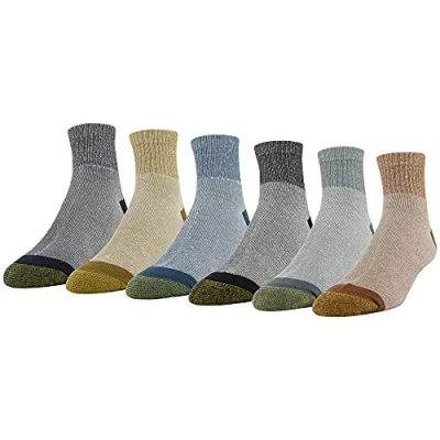 Image of Gold Toe Men&#039;s 656p Cotton Quarter Athletic Socks, Multipairs Rust Assorted (6 pairs), L UK