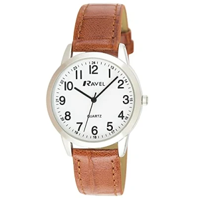 Image of Ravel Womens Everyday Quartz Watch with Dotted Minute Track (27mm case) R0132.24.2 Brown/Silver Tone