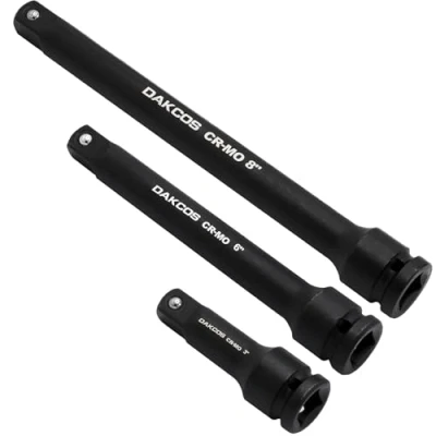Image of DAKCOS 1/2&quot; Impact Socket Extension Bar Set, 3 Pieces Extensions Tool, CR MO with Black Phosphating