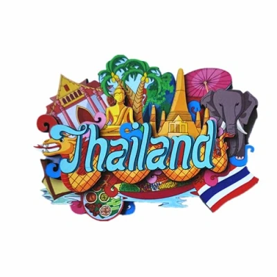 Image of 3D Thailand Fridge Magnet Souvenir Gift Wood Craft Collection