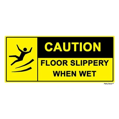 Image of 2 x Slippery Floor when wet Caution Label Sign Removable Self Adhesive Waterproof Durable Vinyl Sticker 225mm 106mm