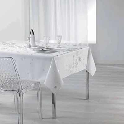 Image of Douceur d&#039;Intérieur Rectangular Tablecloth 150 x 240 cm Polyester Printed Constellation Silver White