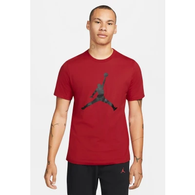 Image of Jordan Jumpman CREW Print Tshirt, Men&#039;s, Size: Medium, Gym red/black