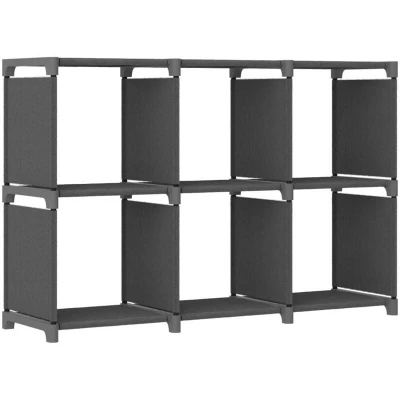 Image of vidaXL 6 Cube Display Shelf Grey 103x30x72.5 cm Fabric
