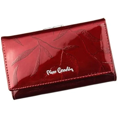 Image of Pierre Cardin Women&#039;s Wallet Made from 100% Genuine Natural Leather Big Change Pocket with Closure Card Slots Comfortable Functional Elegant Modern Colour Red