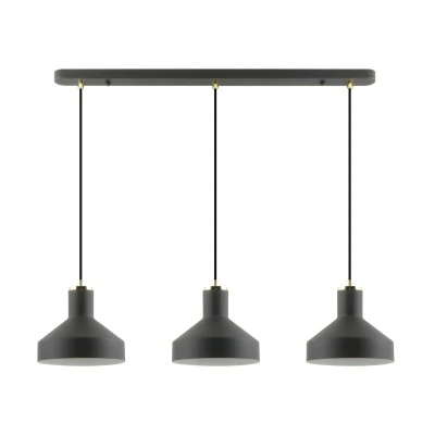 Image of Sigma Bar Pendant Ceiling Light, Matt Black, Clear, White, 3x E27