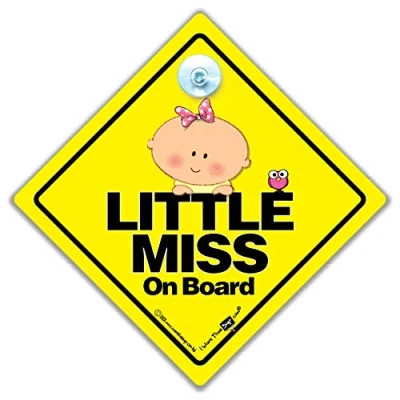 Image of Little Miss On Board Car Sign Suction Cup Window Baby