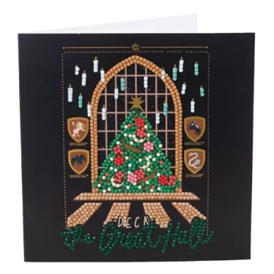 Image of CRYSTAL ART The Great Hall 18x18cm Card (Harry Potter)