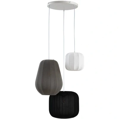 Image of Lindby hanging light Helin, 3 bulb, black/white/grey, 60 cm