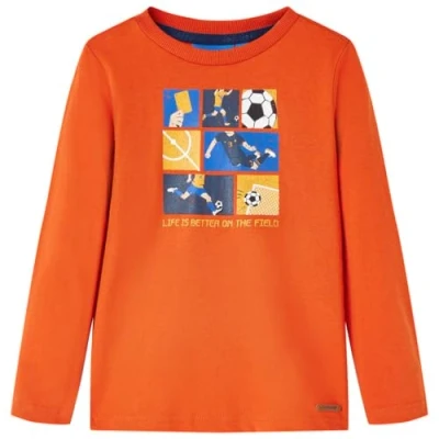 Image of vidaXL Kids&#039; T shirt with Long Sleeves Orange 116