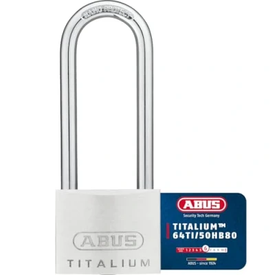 Image of ABUS 64TI/50HB80 50 x 80mm Carded Titalium Padlock with Long Shackle