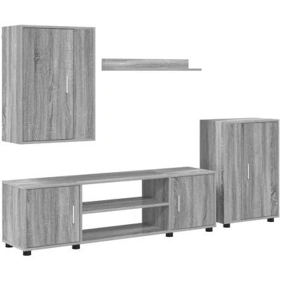 Image of vidaXL 4 Piece TV Cabinet Set pcs Grey sonoma Engineered wood