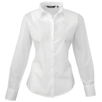 Image of Premier Womens/Ladies Poplin Long Sleeved Blouse (White) Size 16 UK