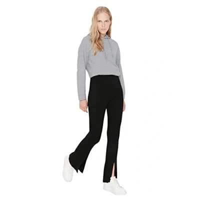 Image of Trendyol Women Loungewear Normal Waist Straight Leg Fitted Trousers Black