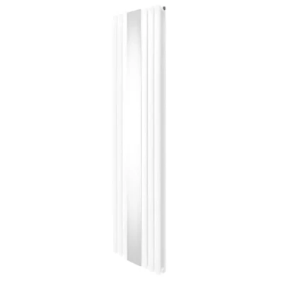 Image of Oval Panel Radiator With Mirror 1800mm x 500mm Modern Designer Double Column Vertical Heater Gloss White Carbon Steel Wall Mounted Kitchen Living Room Cleaning Brush Fixing Kit &amp; Brackets