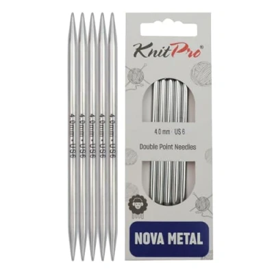 Image of KnitPro KP10121 15 cm x 4 mm Nova Double Pointed Needles, Silver