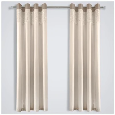 Image of GC GAVENO CAVAILIA Living Room Curtains Eyelet 90x90 Inch Fully Lined Ring Top Drapes Champagne