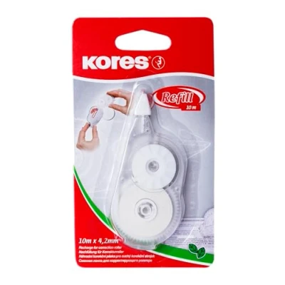 Image of Kores Refill Mouse Correction Tape Recharge for Roll On Correction, Extra Long Roller, Instant 10m x 4,2mm Back to School Supplies, Strong Pack of 1
