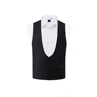 Image of Dobell Mens Black Tuxedo Waistcoat Regular Fit Horseshoe L (42 44in)