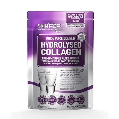 Image of Collagen Powder 225g, Ultra Premium Hydrolysed Bovine Peptides by SkinPep Halal &amp; Kosher High Levels of The 8 Essential Amino Acids, Supplements, Made in UK