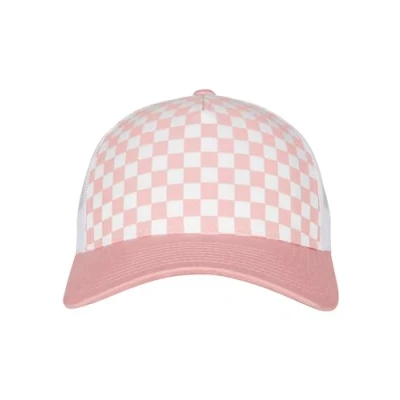 Image of Flexfit Checkerboard Retro Trucker Cap, Size: One Size, Lightrose/white