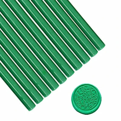 Image of Green Wax Sealing Sticks, ANBOSE 10pcs Glue Gun Seal Sticks for Vintage Stamp, Rods Wedding Invitations, Letter Envelopes