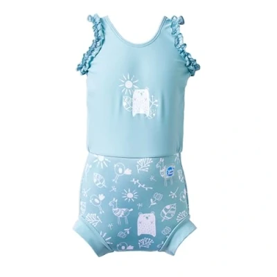 Image of Splash About Baby Girls Happy Nappy Costume One Piece Swimsuit, Sunny Bear,