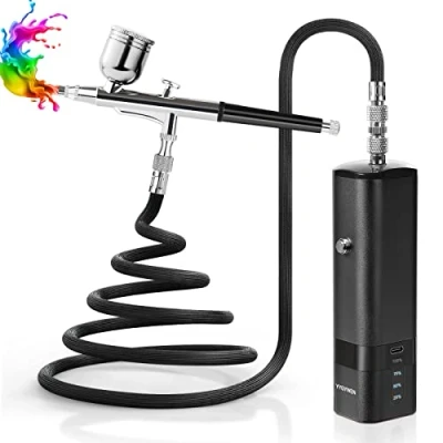 Image of YF youfu Cordless Airbrush Kit with Compressor, 32PSI Handheld Mini Air Brush Gun Set, Portable High Pressure Brushes for Painting, Tattoo, Nail Art, Mode, Makeup, Cake, Barber