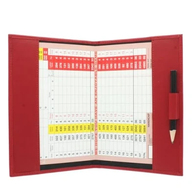 Image of Large Leather Golf Scorecard Holder for UK, Ireland &amp; European scorecards 2314 Poppy