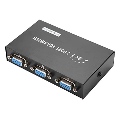 Image of ASHATA VGA Switch Box, 2 in 1 out Switcher Splitter Data Synchronization Monitor with Fast Transmission,No Loss Supports VGA, XVGA, SVGA, UXGA