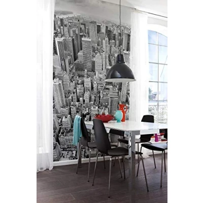 Image of Komar X4 021 Non Woven Photo Wallpaper, Uptown, Size Height, 4 Panels, Width 50 cm, Grey/White, 200 x 260 cm (Breite Höhe)