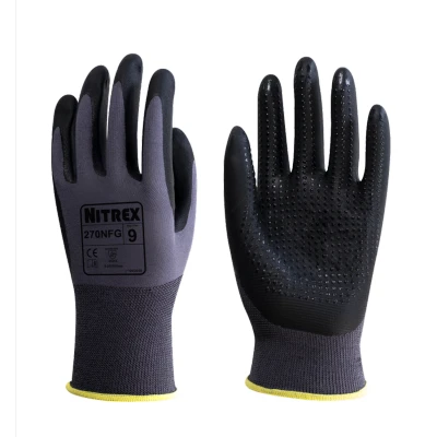 Image of Nitrex 270NFG 15 Gauge Grey Nylon Foam Nitrile Dot Coated Glove 10 Pairs Size 6