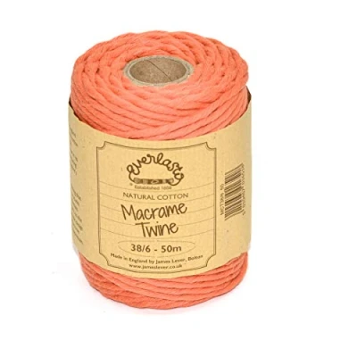 Image of 50M Spools Everlasto Single Twist Soft Cotton Coloured Macrame Craft Twine 38/6 (4mm approx) (Tangerine)