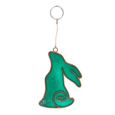 Image of Handcrafted Bali Pagan Suncatcher Mystical Moon Gazing Hare Decor for Earthly Charm Home Nature Inspired Art