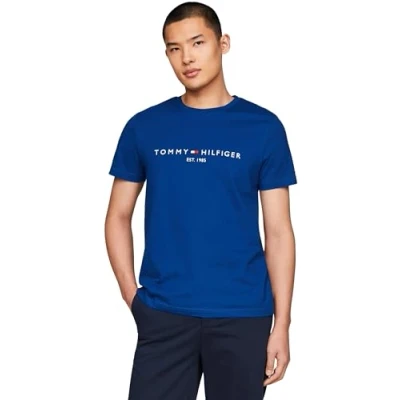 Image of Tommy Hilfiger Men Logo Tee S/S T Shirts, Blue, XS