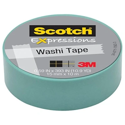 Image of 3M Washi Tape .59&quot;X393&quot; (15mmx10m) Pastel Blue