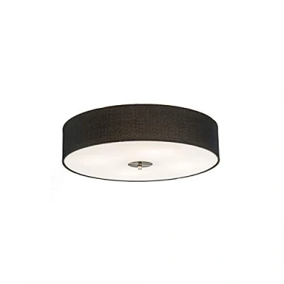 Image of Qazqa Country Ceiling Lamp I Flush Light 50cm Black Drum Jute Modern Suitable for LED E27 4 Fabric Living Room Kitchen Bedroom