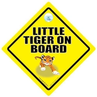 Image of Little Tiger on Board, Board Car sign, Baby Novelty Decal, Bumper Sticker, CarSign