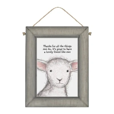 Image of East of India Wooden Plaque Home Decorative Hanging Wall Rustic Sign Sentimental Gift Sheep Picture &#039;&#039;Lovely friend like you&#039;&#039;