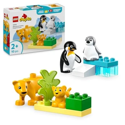 Image of LEGO DUPLO Wild Animal Families: Penguins &amp; Lions Educational Montessori Toy for 2 Plus Year Old Girls Boys, Construction Set Sparks Creative Play and Helps Develop Fine Motor Skills 10442