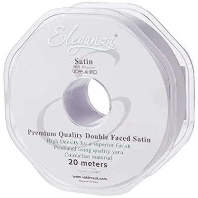 Image of ELEGANZA Double Faced Satin 25mm x 20m White No.01, 25 mm 20 m