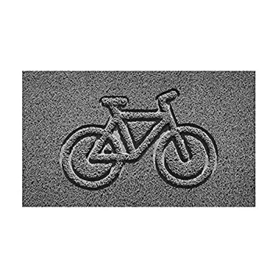 Image of Nicoman Embossed Spaghetti Door Mat Dirt Trapper Jet Washable Doormat 70x43cm (Grey, BIKE Shape) Use Outdoor ONLY