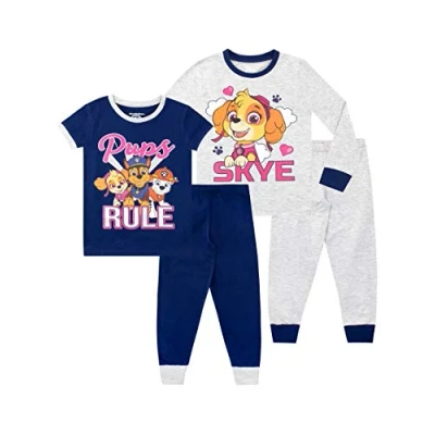 Image of Paw Patrol Girls Pyjamas Pack of 2 Snuggle Fit Multicoloured 3 4 Years