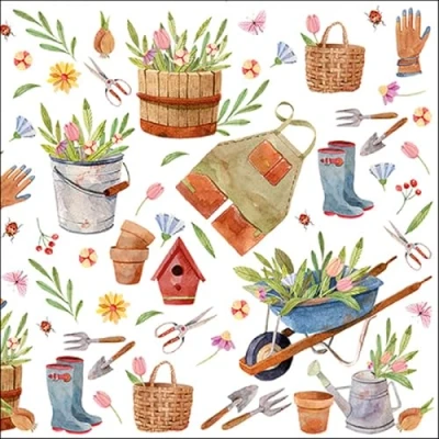Image of Happy Gardening Napkins 33 x cm 3 Ply Pack of 20